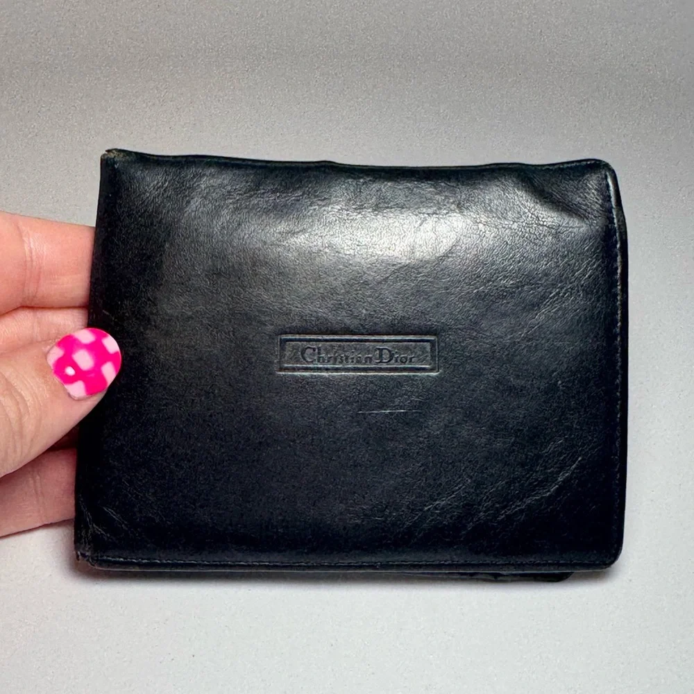 Christian Dior Black Leather Vintage Men’s Bifold Wallet FAIR condition